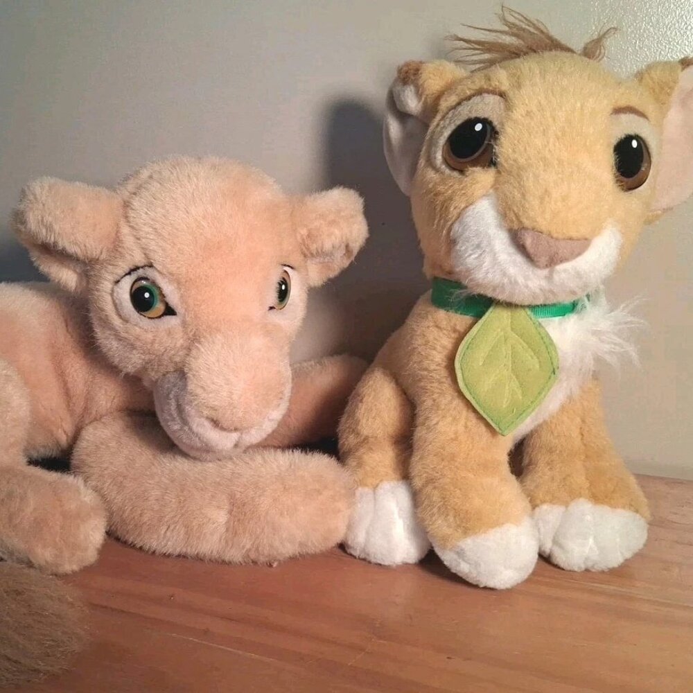 DISNEY Lion King 90's Vintage Plush Baby Simba, Nala Stuffed Animals 12, 19 in.